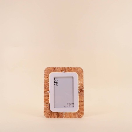 Cadre photo raphia beige 18x23cm, élégance naturelle | Hashtag Déco