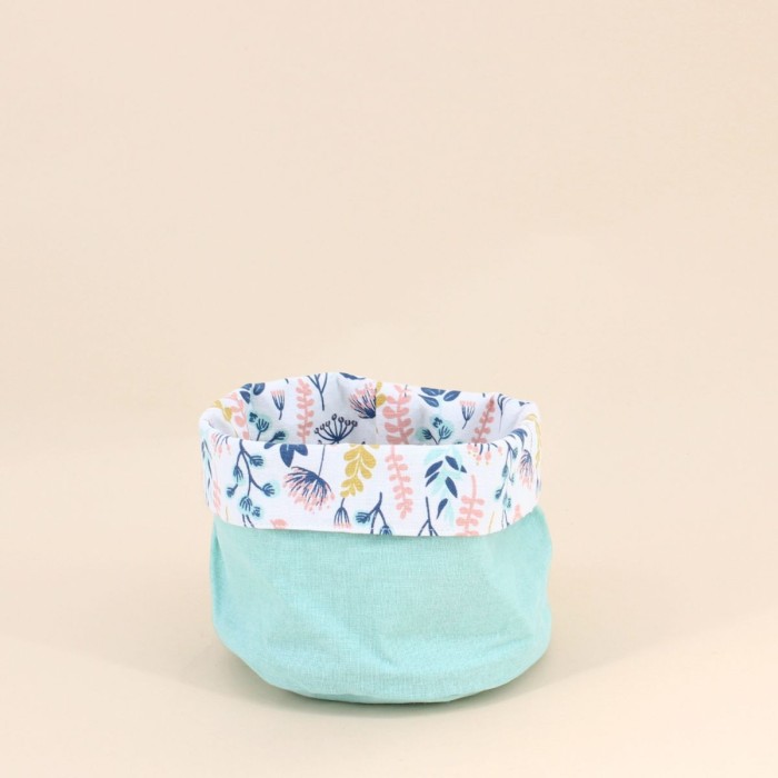 Panier en tissu fleuri réversible 15x15cm | Hashtag Déco