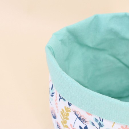 Set de 2 paniers fleuris réversibles coton bleu | Hashtag Déco