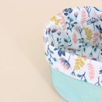 Set de 2 paniers fleuris réversibles coton bleu | Hashtag Déco