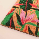 Paillasson tropical coco vert et rose 40x60cm | Hashtag Déco