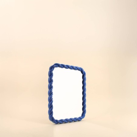 Miroir torsadé bleu en verre 30x40cm | Hashtag Déco