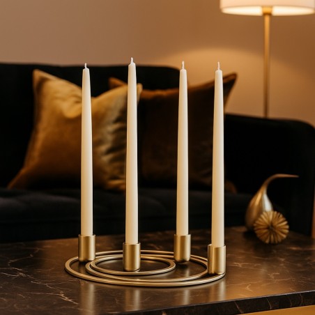 Bougeoir en métal doré 4 supports élégant | Hashtag Déco