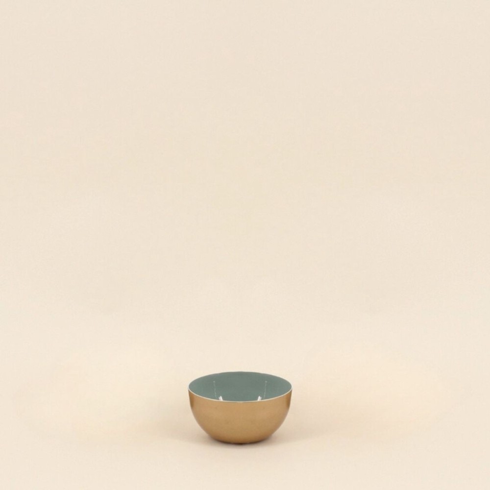 Coupelle ronde métal doré vert 10cm | Hashtag Déco