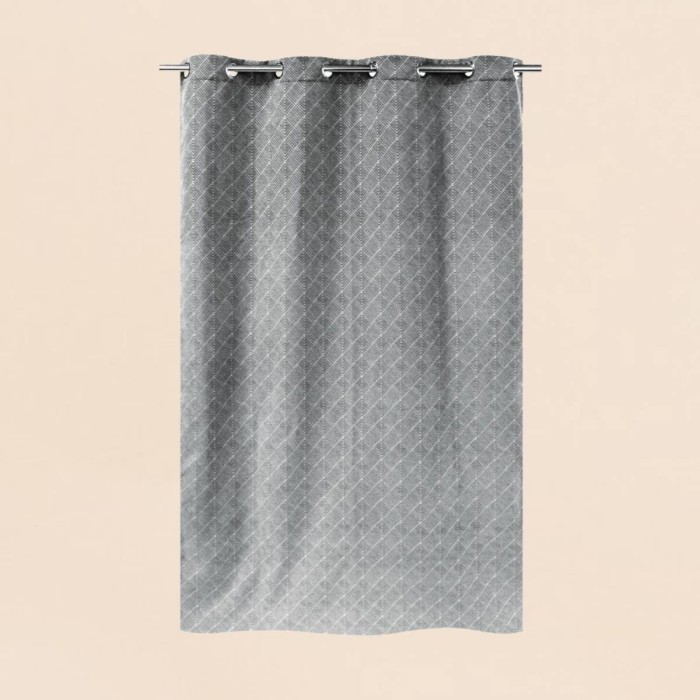 Rideau géométrique coton bleu 140x250cm | Hashtag Déco