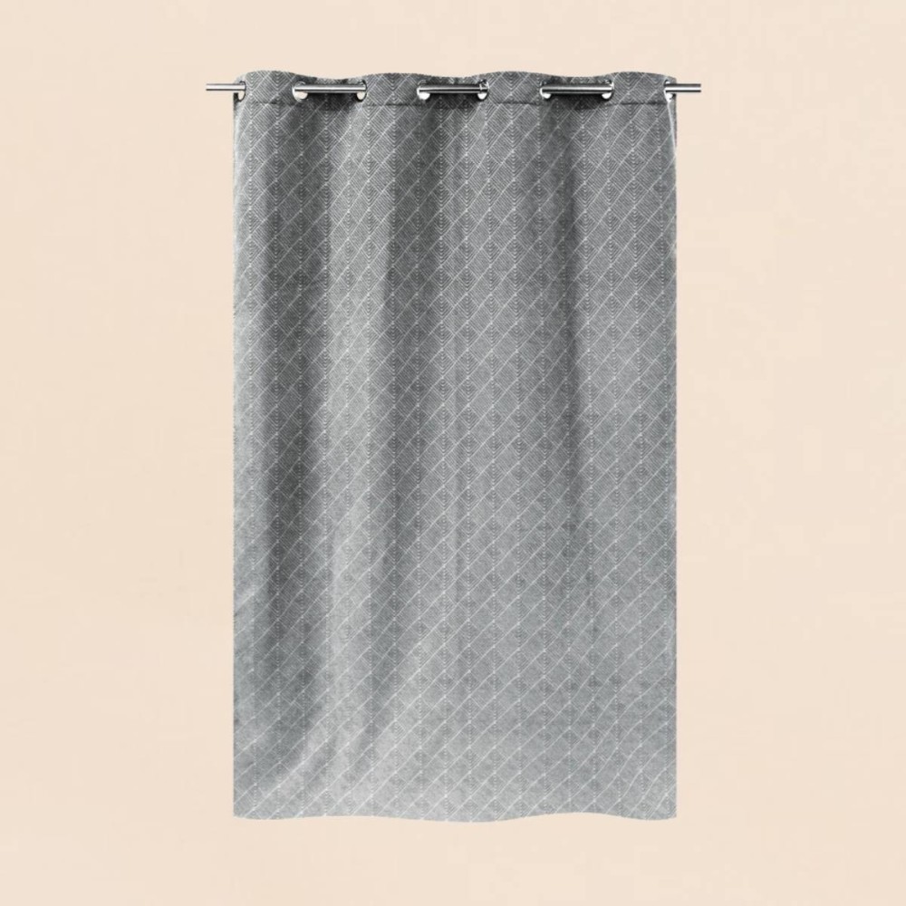 Rideau géométrique coton bleu 140x250cm | Hashtag Déco