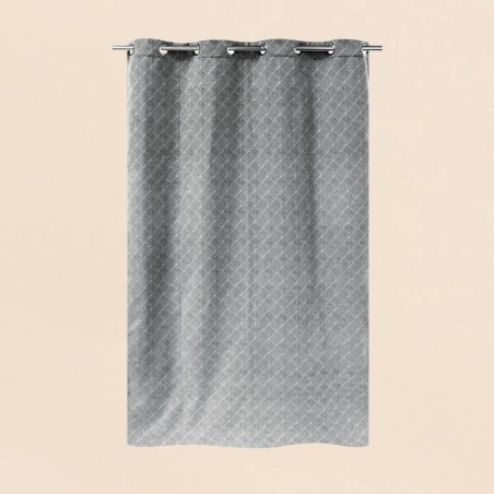 Rideau géométrique coton bleu 140x250cm | Hashtag Déco
