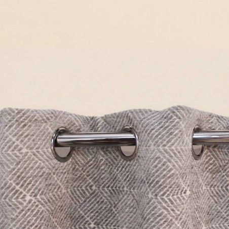 Rideau géométrique coton bleu 140x250cm | Hashtag Déco