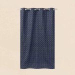 Rideau géométrique coton bleu 140x250cm | Hashtag Déco