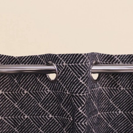 Rideau géométrique coton bleu 140x250cm | Hashtag Déco