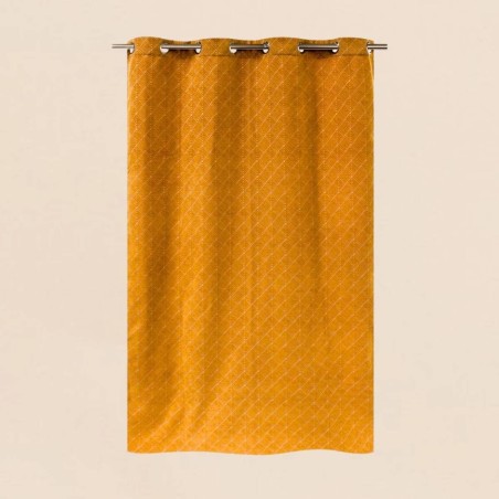 Rideau géométrique coton bleu 140x250cm | Hashtag Déco