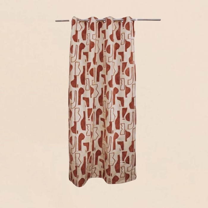 Rideau jacquard beige marron 140x240cm | Hashtag Déco