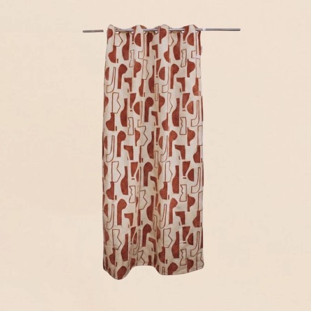 Rideau jacquard beige marron 140x240cm | Hashtag Déco