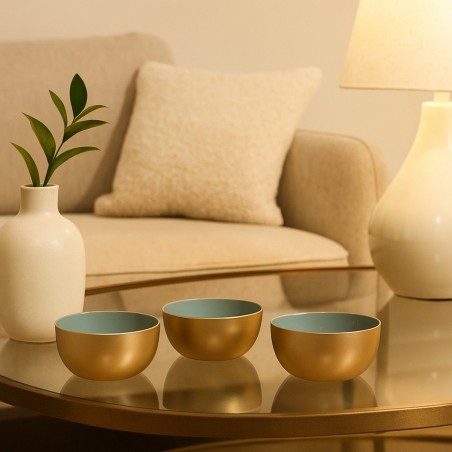 Lot de 3 coupelles métal doré et vert | Hashtag Déco