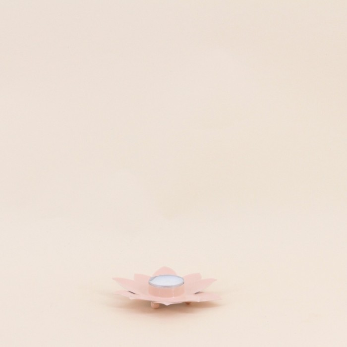 Bougeoir fleur métal rose 12cm | Hashtag Déco