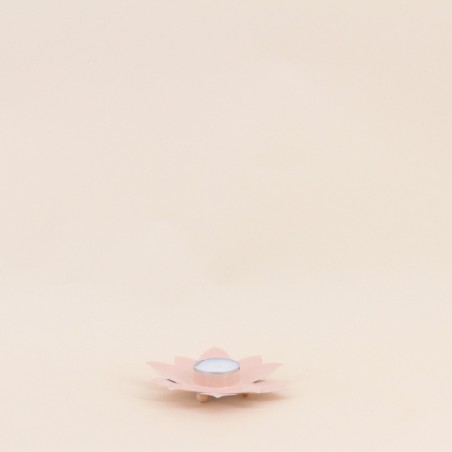 Bougeoir fleur métal rose 12cm | Hashtag Déco