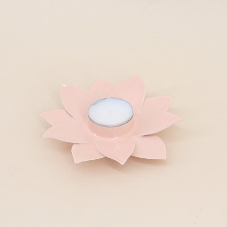 Bougeoir fleur métal rose 12cm | Hashtag Déco