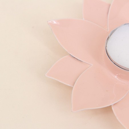 Bougeoir fleur métal rose 12cm | Hashtag Déco