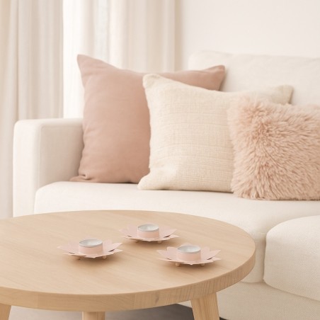 Bougeoir fleur métal rose 12cm | Hashtag Déco