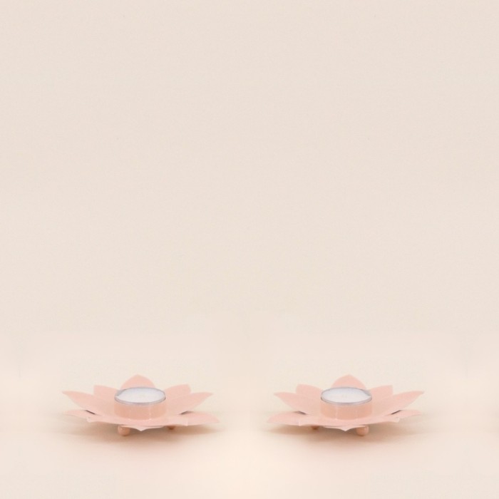 Bougeoirs fleurs rose céramique 12cm | Hashtag Déco