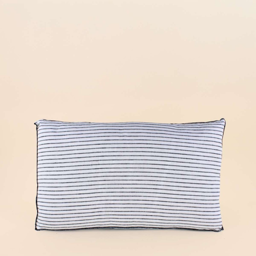 Coussin rayé coton beige 30x50cm | Hashtag Déco