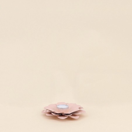 Bougeoir fleur métal rose 13cm élégant | Hashtag Déco