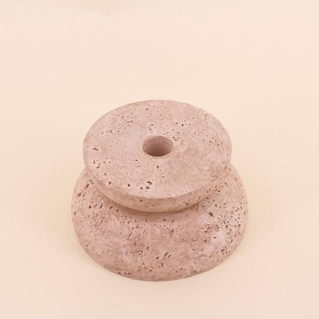 Bougeoir travertin beige ciment 13x7cm | Hashtag Déco