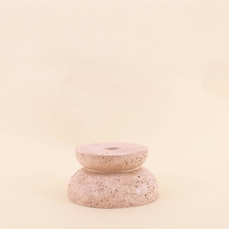 Bougeoir travertin beige ciment 13x7cm | Hashtag Déco