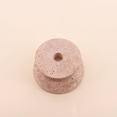 Bougeoir travertin beige ciment 13x7cm | Hashtag Déco