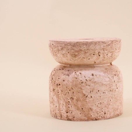 Bougeoir travertin beige en ciment 10 cm | Hashtag Déco