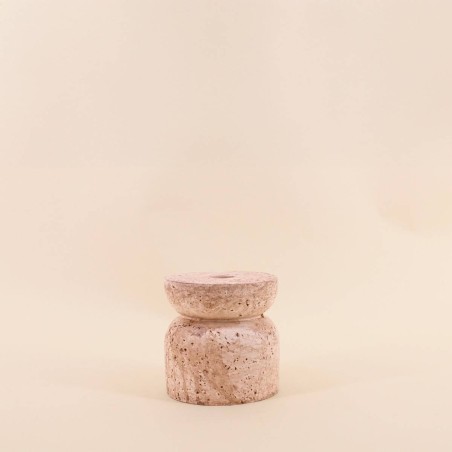 Bougeoir travertin beige en ciment 10 cm | Hashtag Déco