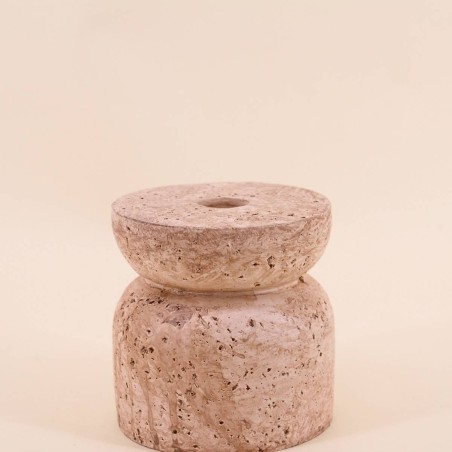 Bougeoir travertin beige en ciment 10 cm | Hashtag Déco