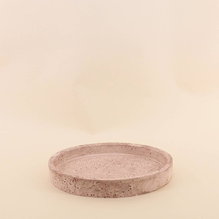 Plateau rond travertin beige ciment 23cm | Hashtag Déco
