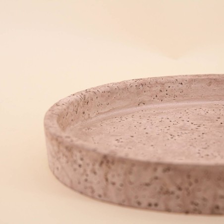 Plateau rond travertin beige ciment 23cm | Hashtag Déco