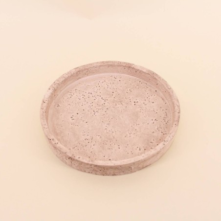 Plateau rond travertin beige ciment 23cm | Hashtag Déco