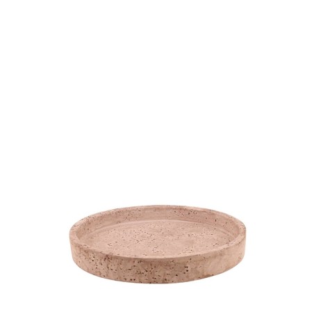 Plateau rond travertin beige ciment 23cm | Hashtag Déco