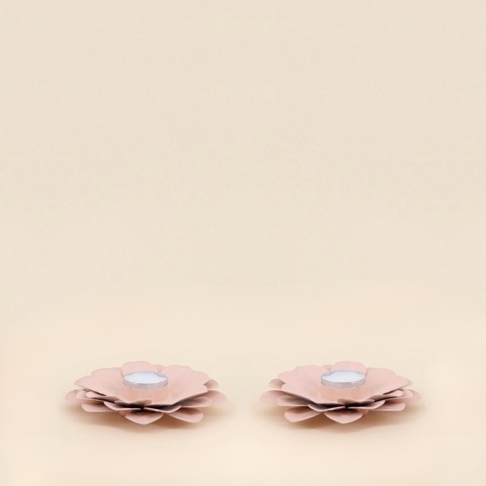 Lot de 2 bougeoirs fleurs roses métal | Hashtag Déco