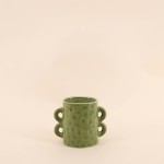 Bougie céramique verte anses multiples 12cm | Hashtag Déco