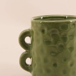 Bougie céramique verte anses multiples 12cm | Hashtag Déco