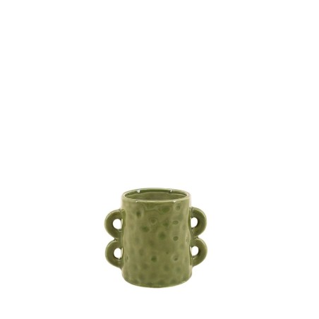 Bougie céramique verte anses multiples 12cm | Hashtag Déco