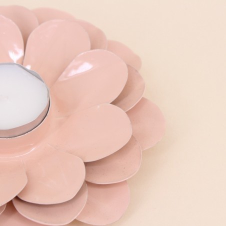 Lot de 2 bougeoirs fleurs roses métal | Hashtag Déco