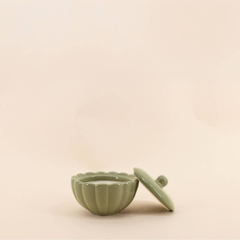 Bougie céramique corolle à couvercle | Hashtag Déco