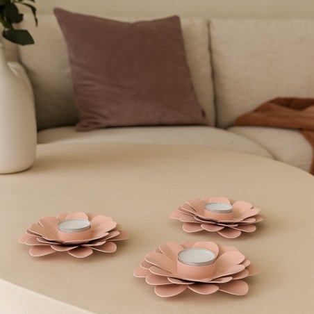 Lot de 2 bougeoirs fleurs roses métal | Hashtag Déco