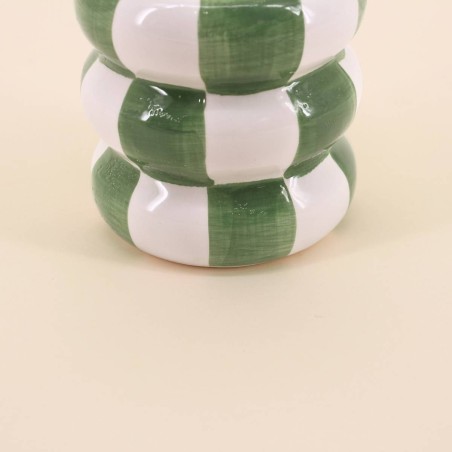 Cache pot céramique vert/blanc 10cm | Hashtag Déco