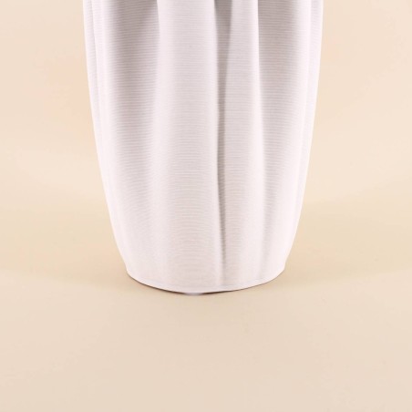 Vase blanc céramique plissé 3D 28cm | Hashtag Déco