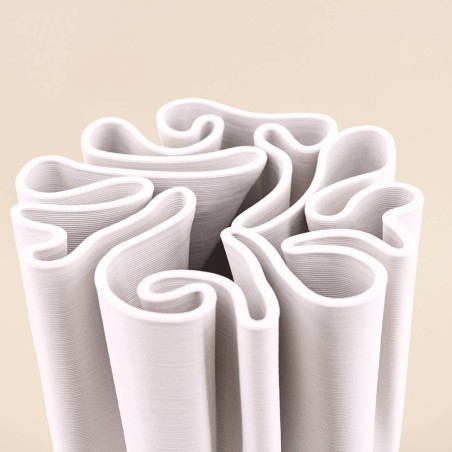 Vase blanc céramique plissé 3D 28cm | Hashtag Déco