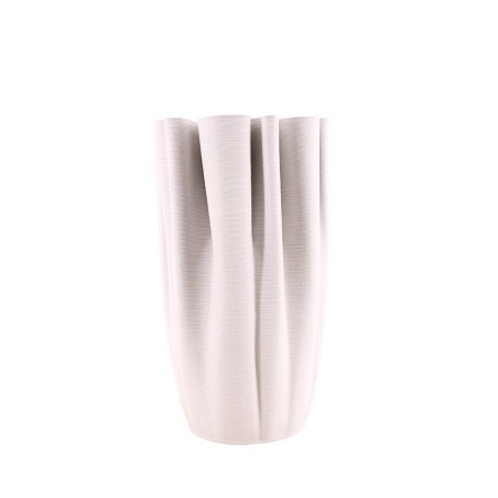 Vase blanc céramique plissé 3D 28cm | Hashtag Déco