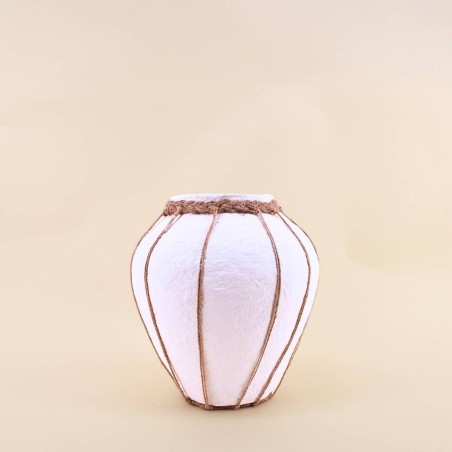 Vase papier maché blanc jute 25cm | Hashtag Déco