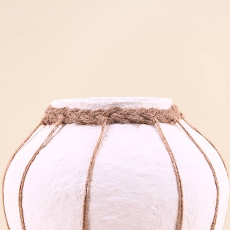 Vase papier maché blanc jute 25cm | Hashtag Déco