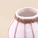 Vase papier maché blanc jute 25cm | Hashtag Déco